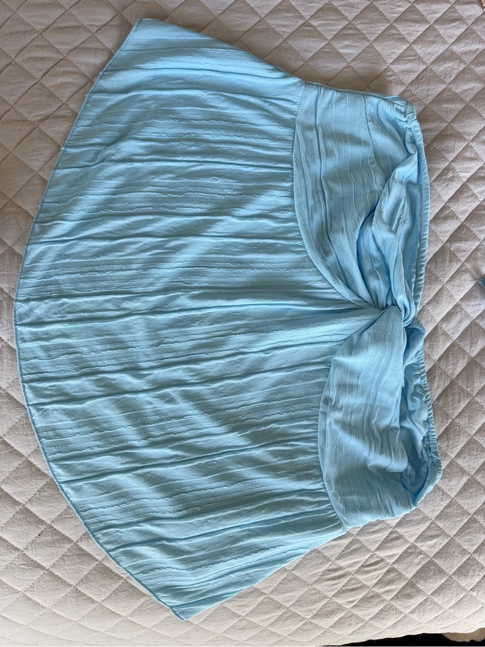 Light Blue Women’s Pleated Twist-Front Skirt